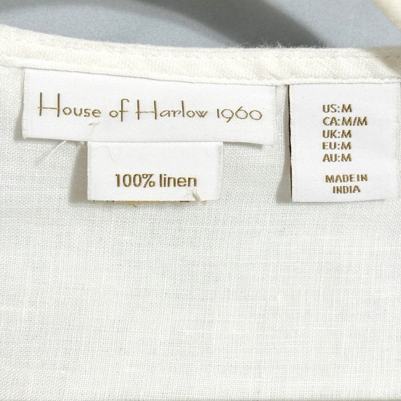 House of Harlow 1960 Sleeveless Linen White Top Sz M - Picture 7 of 8